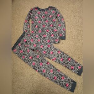 Girls tea collection gray pink floral long sleeve pj set 100% cotton